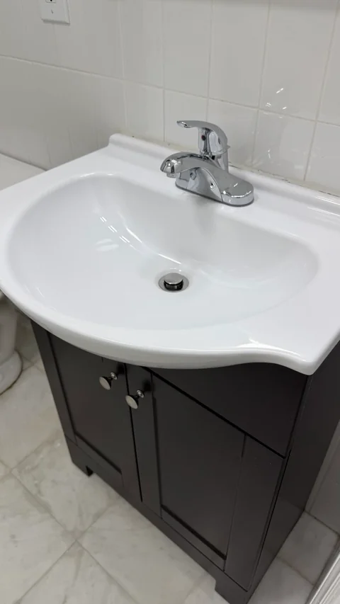 Clean bathroom sink and vanity